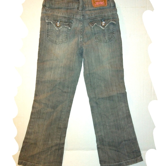 ☆EUC☆LEVI'S☆Little Girls Flare Leg 6X adjustable Waist denim Jeans - Picture 2 of 14